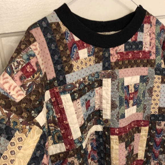 Recycled / upcycled quilt crewneck sweatshirt sweater - medium / large - Picture 3 of 7